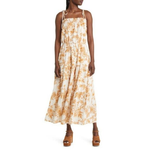 Lost + Wonder NEW Nightfall Floral Tie Strap Maxi Dress in Brown Floral Size Xl - Picture 1 of 8